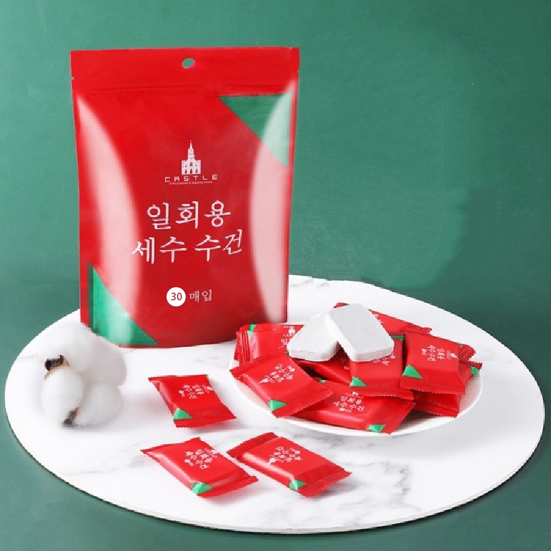 Khăn Nén Hàn Quốc Hình Viên Kẹo Loại Dày Dài 30 cm Đa Năng, Tiện Lợi - Túi 20 Viên