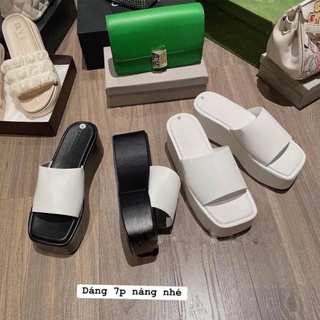 Dép bảng da mũi vuông đế xuồng 7 phân