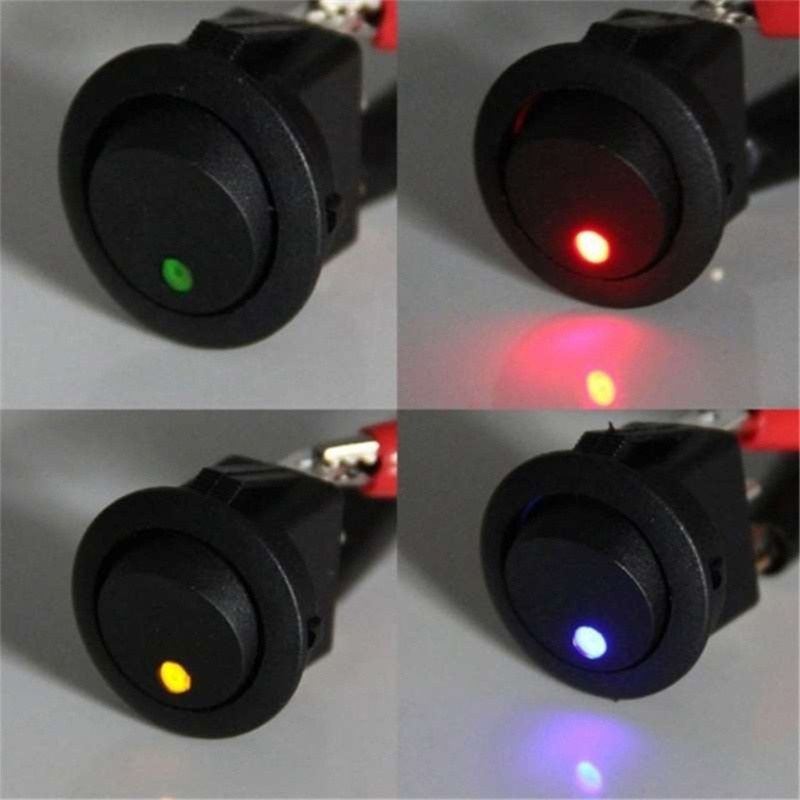 Bộ 5 Công Tắc Tròn Chống Thấm Nước 12V Có Đèn LED Chuyên Dụng Cho Xe Hơi / Tàu Thuyền / Xe Tải RV