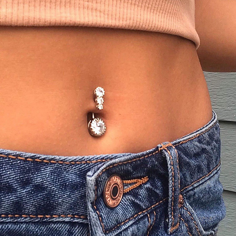 1 pcs Charm Women Exquisite Rhinestone Navel Ring Khuyên Rốn Đính Đá Xinh Xắn Body Jewelry