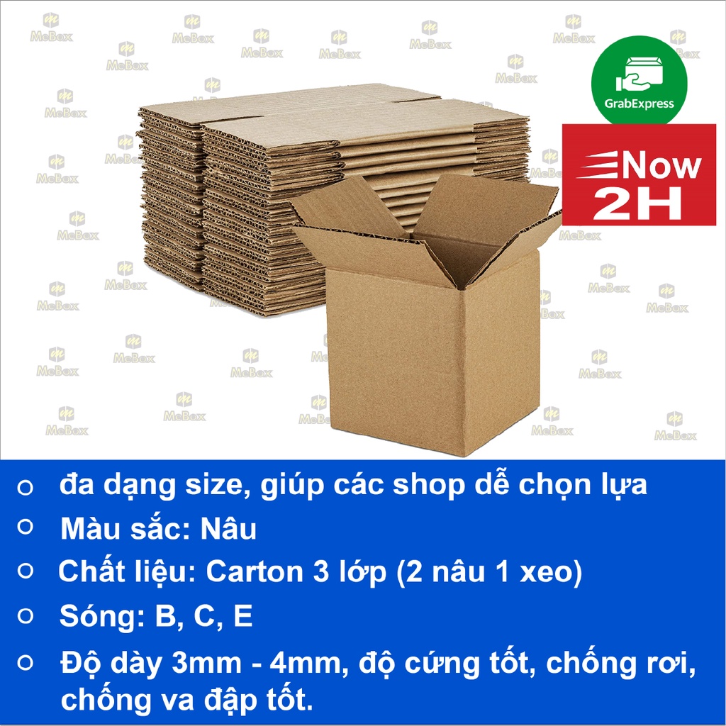 Hộp carton gói hàng 30x10x10 trơn dán đẹp, giao nhanh