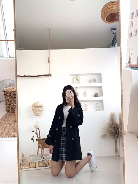 Áo blazer kaki 2 lớp phong cách HQ (kèm ảnh thật)
