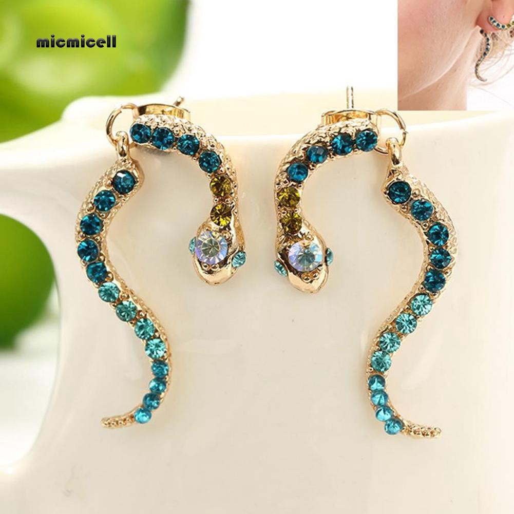 Bông Tai Hình Rắn Gắn Đá Thời Trang Vintage Cho Nữ