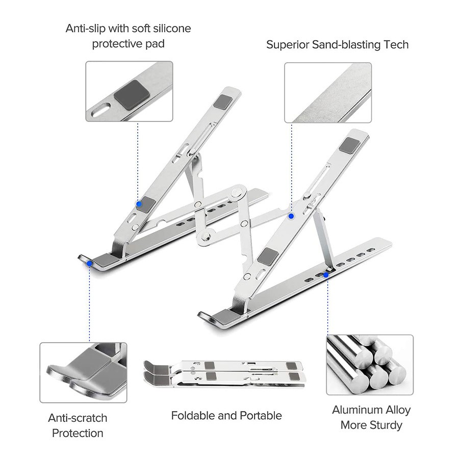 Giá Đỡ Laptop/Macbook NHÔM CAO CẤP - 7 mức điều chỉnh độ cao, Tản nhiệt laptop 15,6 inch SL-709 new 2021