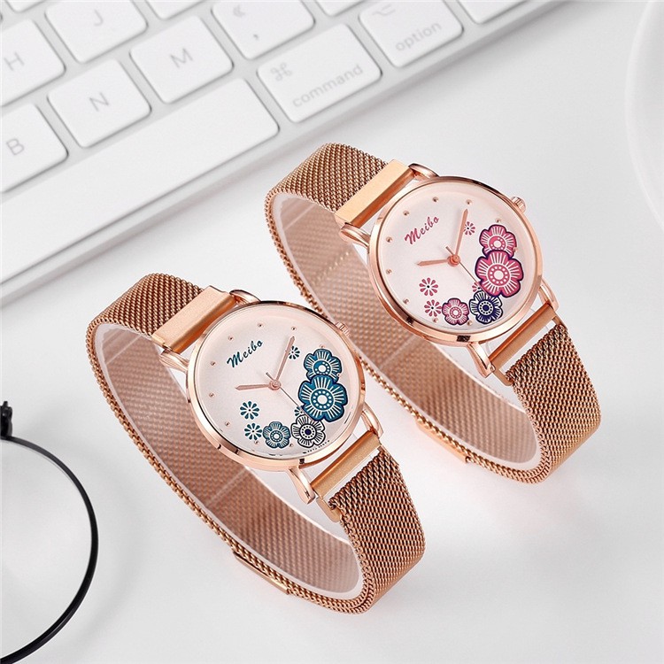Đồng hồ nam châm nữ Meibo mặt hoa cực đẹp, kiểu dáng thời trang | BigBuy360 - bigbuy360.vn