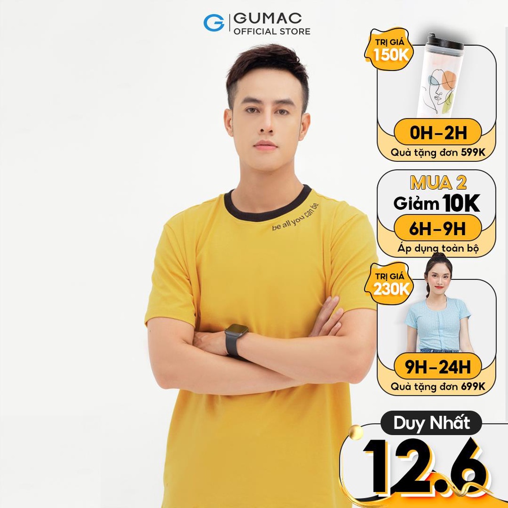 Áo thun nam tay ngắn in chữ GUMAC ATNB596