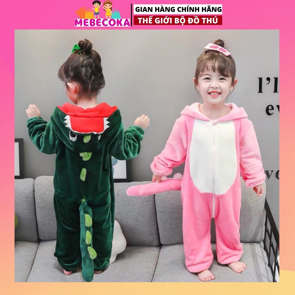 Bộ đồ hình thú KHỦNG LONG XANH NHÍ cho bé ,bộ đồ liền thân cho bé Trai bé Gái loại CAO CẤP