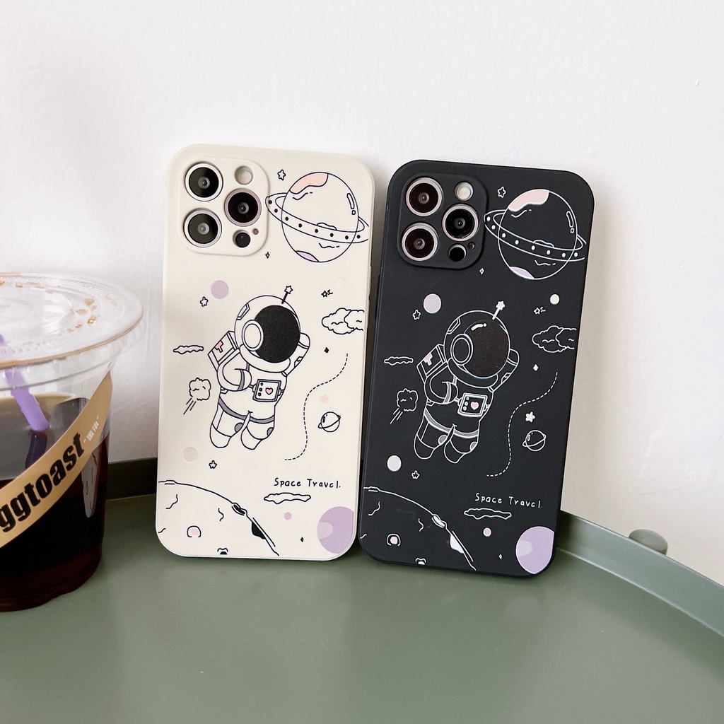 Ốp Điện Thoại Silicone Mềm Họa Tiết Phi Hành Gia Cho iPhone 14 13 12 11 Pro Max Mini XS XR X 8 7 6 6S Plus + SE 2020