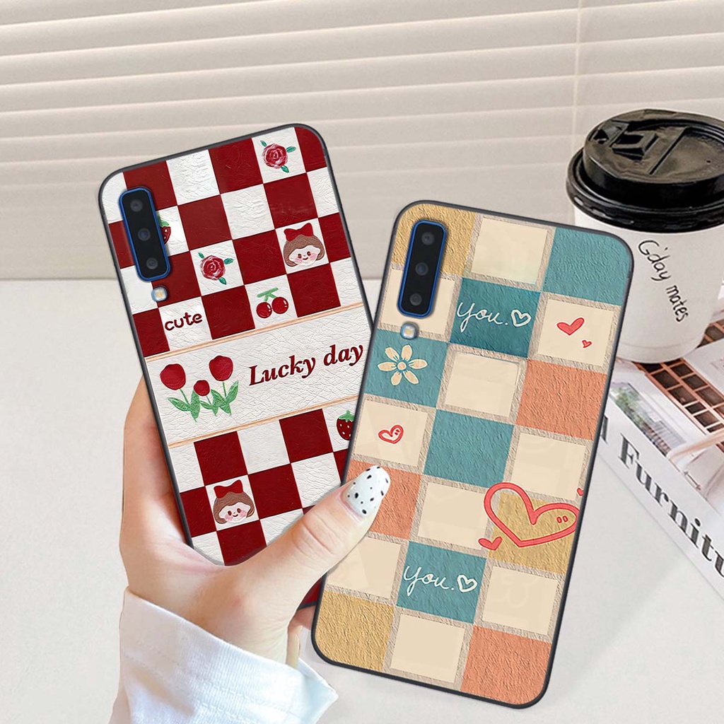 Ốp Samsung A7 2018 / A9 2018 caro trái tim cá tính, thời trang siêu đẹp, siêu phong cách