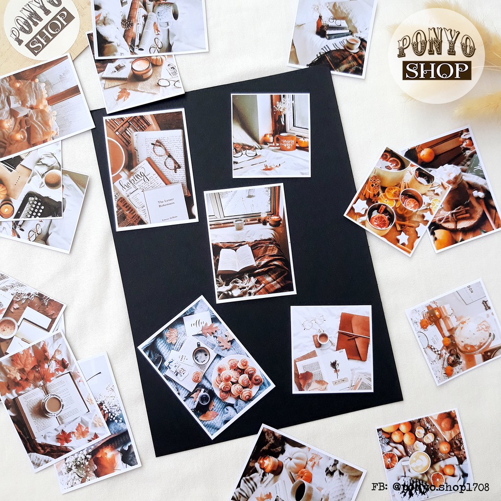 Set 21 sticker nhãn dán ảnh phong cách Instagram (Màu Nâu) trang trí Scrapbook/Planner