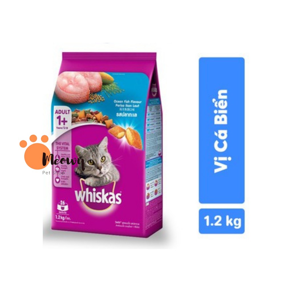 [1,2kg] Hạt Whiskas dành cho mèo trưởng thành túi lớn 1.2kg