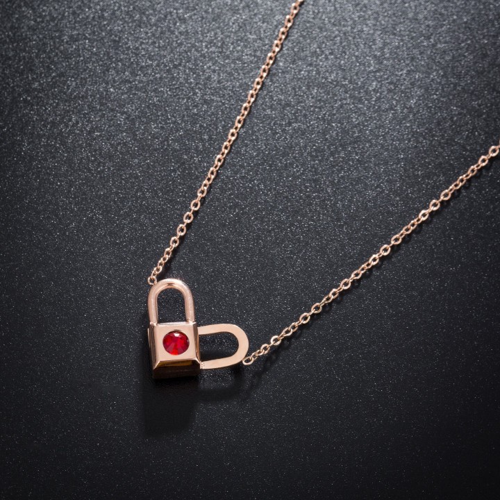 Dây Chuyền Ổ Khóa Trái Tim Đeo 2 Kiểu Titan Không Đen TT 1397