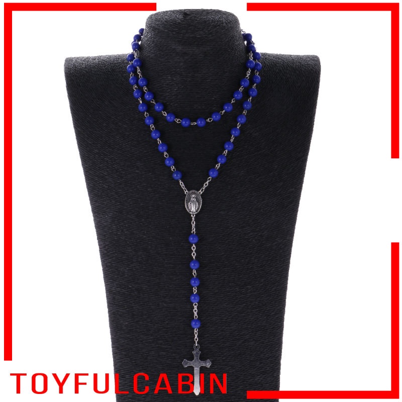 Vòng cổ chuỗi hạt mặt thánh giá màu đen 8mm