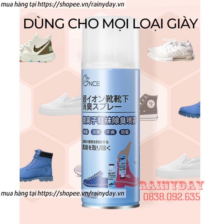 Chai xịt khử mùi giày dép nano bạc, bình xịt giày khử mùi xịt thơm giầy sneaker nam nữ chống hôi chân