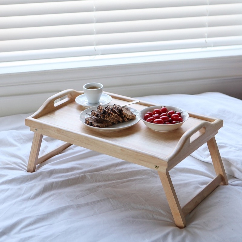 Bàn ăn mini xinh xắn tiện dụng 47wood, bàn kết hợp khay gỗ decor