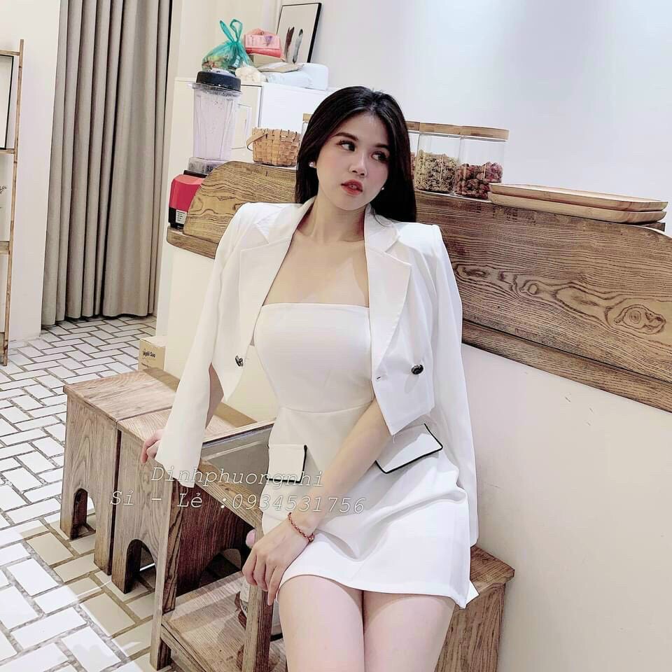Áo vest kèm đầm xịn sò bộ vest hai món mẫu mới cực hot