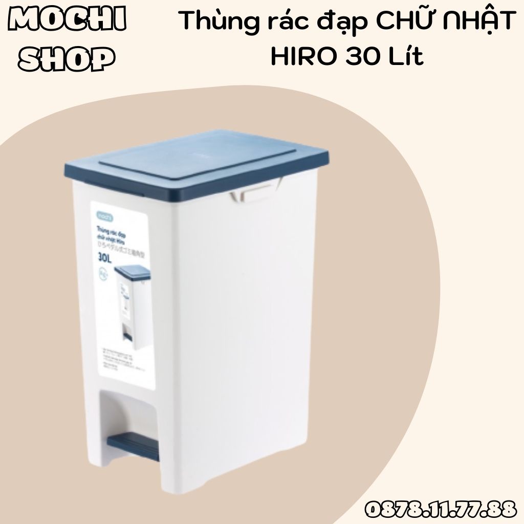 Thùng Rác Nhựa Thông Minh HIRO Inochi Dạng Đạp CHỮ NHẬT 30 Lít (KÈM RUỘT)