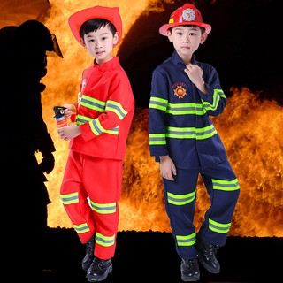 100-160cm Sinh Nhật Trẻ Em Bé Trai Lính Cứu Hỏa Bộ Quần Áo Có Đồ Chơi