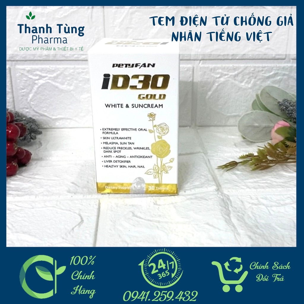 [CHÍNH HÃNG] {TEM CHỐNG GIẢ} VIÊN UỐNG TRẮNG DA CHỐNG NẮNG ID30 GOLD LỌ 30 VIÊN