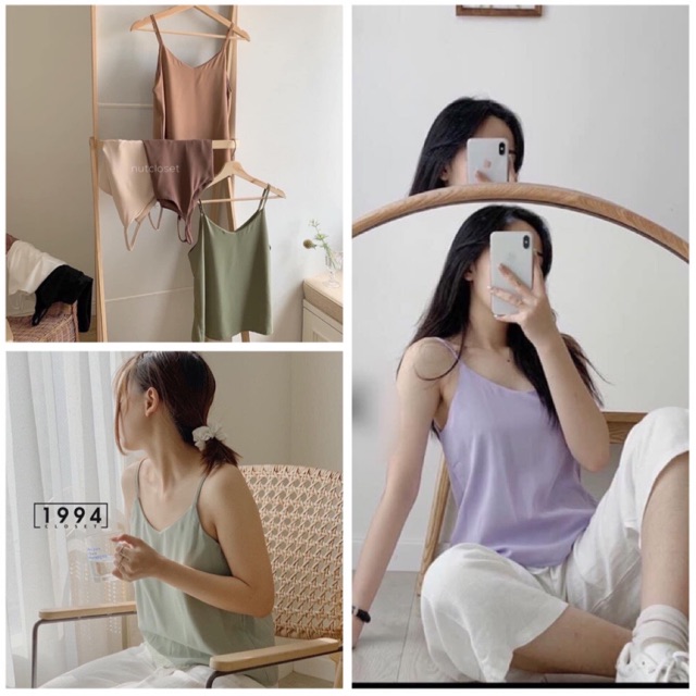 Áo hai dây đũi lụa siêu sang chất đũi nhẹ mát form rộng nhiều màu