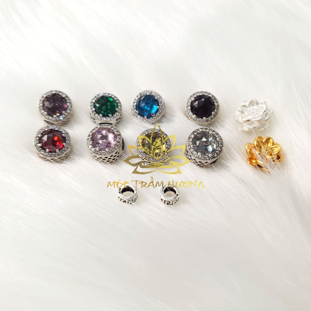 Vòng Tay Trầm Hương Tự Nhiên 216 Hạt 4mm MIX Charm Bạc (HOA SEN VÀNG-GOLD) - MTH JEWELRY