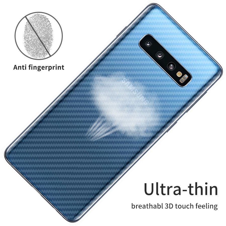 Set 3 Miếng Dán Sợi Carbon Bảo Vệ Lưng Máy Samsung Galaxy S10 S10 Plus S9 S8 S7 Edge 3d