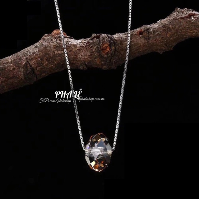 Dây Chuyền Bạc S925 Thiết Kế Với Pha Lê Swarovski Tròn Dẹp