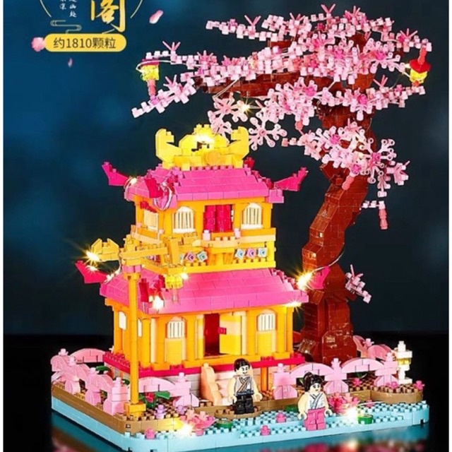 Đồ chơi xếp hình mô hình lắp ráp Đền Hoa Anh Đào kèm đèn led Non Lego Nanoblocks