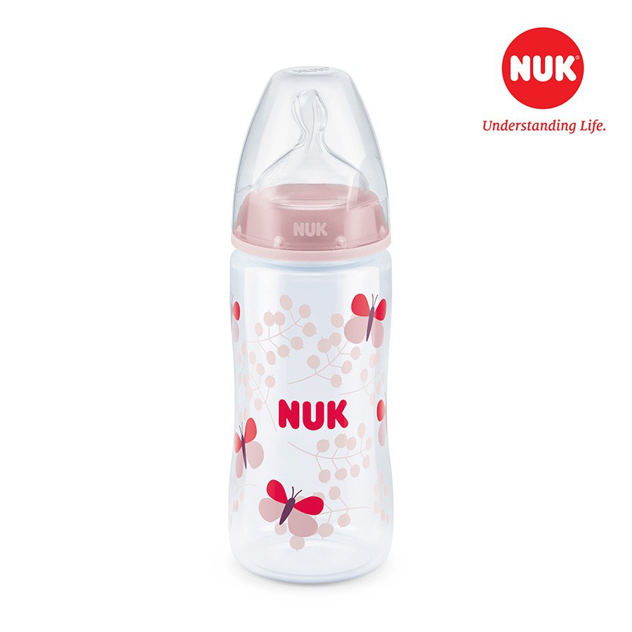 (Chính hãng) Bình sữa NUK nhựa PP núm ti Silicone 300ml