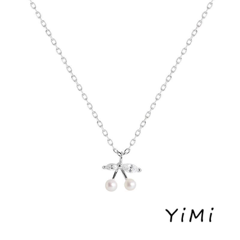 Vòng cổ Mặt Hình Trái Cherry Đính Ngọc Trai Phong Cách Hàn Quốc Lãng Mạn Cho Nữ