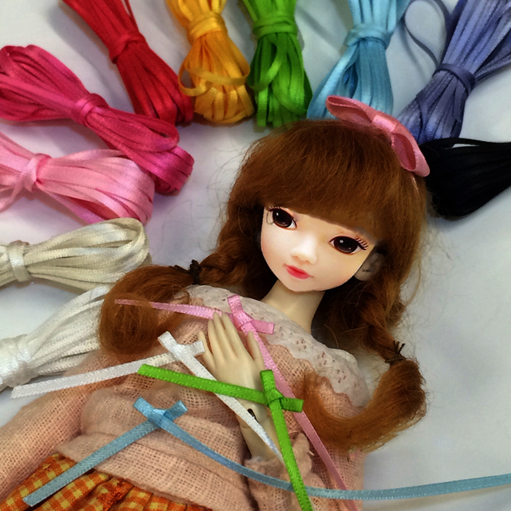 Cuộn dây ruy băng bằng lụa rộng 3mm dài 5m có 13 màu dùng trang trí sổ tay / thiệp cưới / làm quần áo cho búp bê DIY