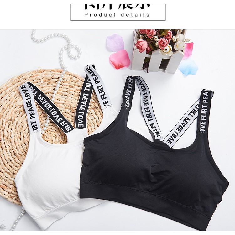 Bra dây chữ peace love flirt sports bra - Letters bra PLBPLF01