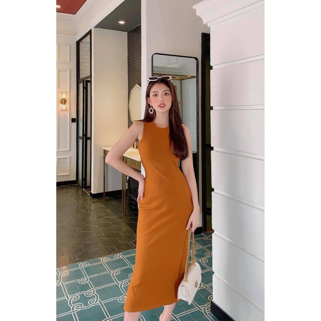 Đầm Body Thun Gân Xẻ Tà
