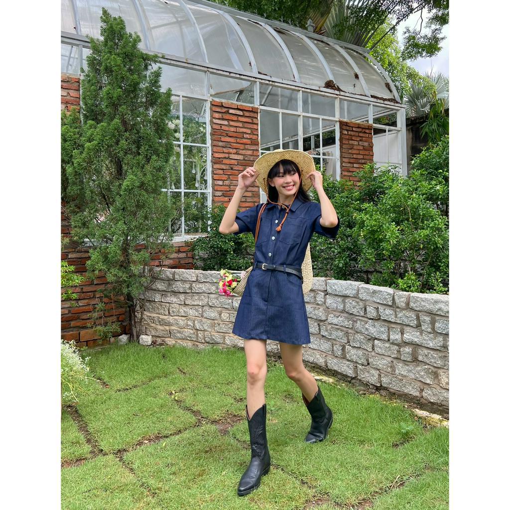 Đầm tay ngắn cổ sơmi có nhấn eo BRIONA DRESS