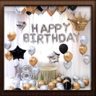 Combo Trang Trí Sinh Nhật (2 Rèm, Bóng Happy Birthday và 40 Bóng Tròn).