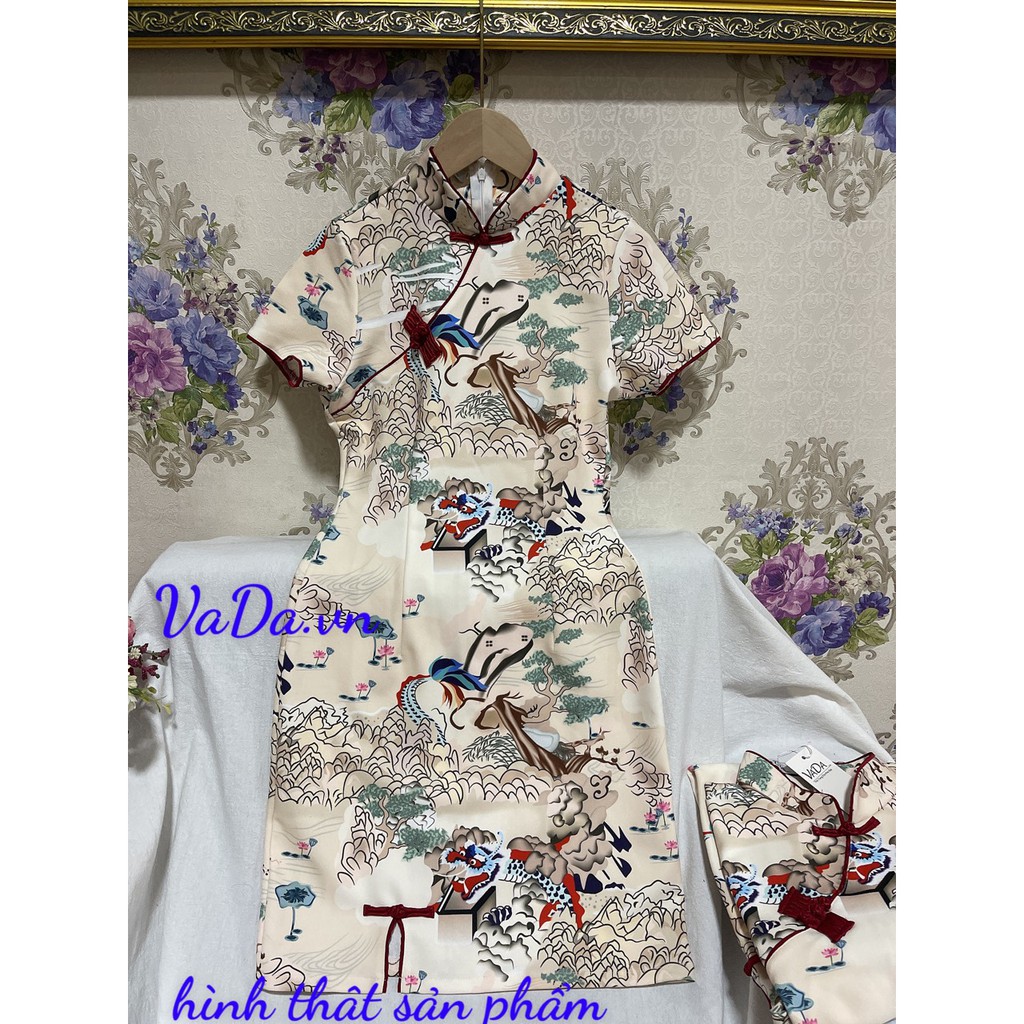 Đầm sườn xám in họa tiết 3D cá tính hàng cao cấp phù hợp đi dự tiệc, đi chơi tết dao phố, cà phê - Thời Trang VADA -Đ61 | BigBuy360 - bigbuy360.vn
