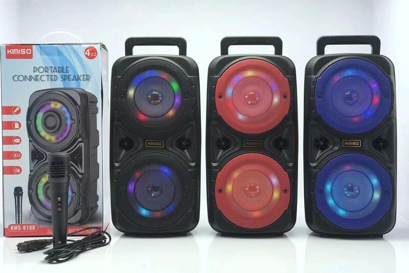 Loa xách tay bluetooth karaoke TWS chất lượng cao Kimiso KMS-6188 kèm micro tiện lợi du lịch hỗ trợ hội họp giảng dạy