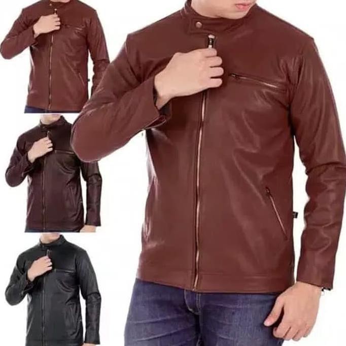 Áo Khoác Da Nam Cổ Đứng Jpfem636- Màu Nâu/Đen/Nâu Đậm M 753S