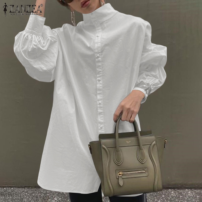 Áo Thun ZANZEA Cổ Lọ Dài Tay Xẻ Tà Thời Trang Dành Cho Nữ