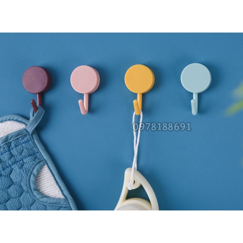 Vỉ 10 Móc Dán Tường Hình Tròn Nhiều Màu Bằng Nhựa