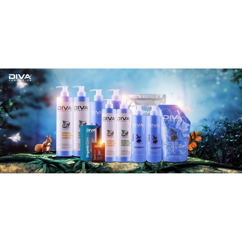 [DIVA] Bộ Dầu Gội DIVA Xanh Phục Hồi Tóc Hư Tổn, Giúp Tóc Siêu Mềm Mượt 750ml