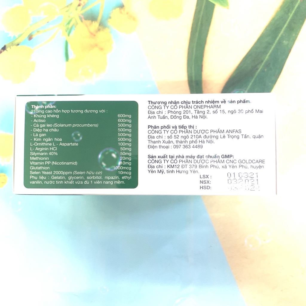 Mát gan, Giải độc gan Onepharm Liver maxs hộp 50 viên giúp thanh nhiệt và bảo vệ gan