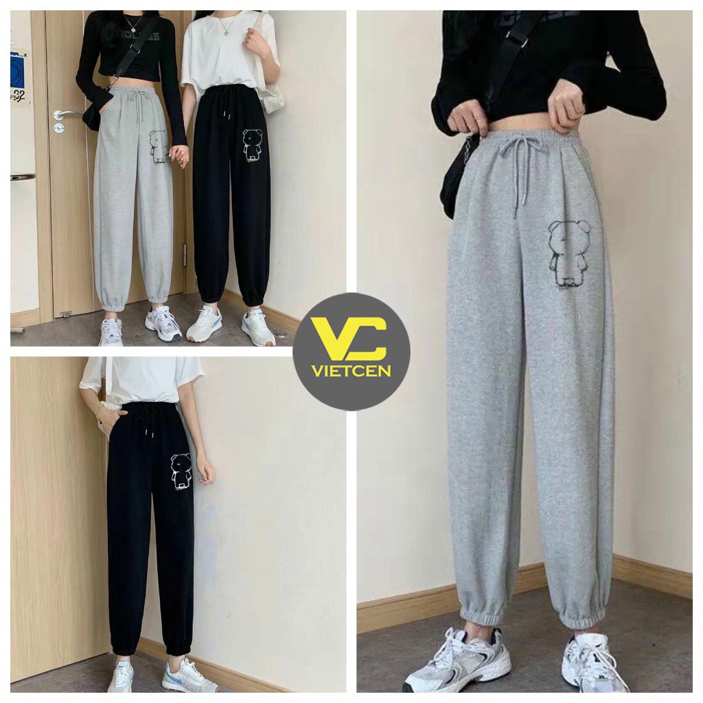Quần baggy ống bó CUTE BEAR quần jogger Unisex hot trend_VIETCEN
