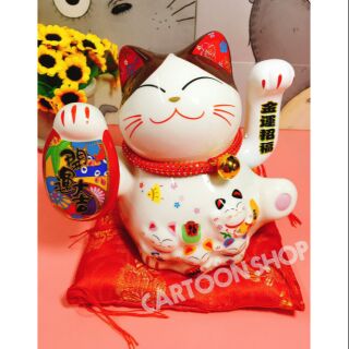 Mèo thần tài may mắn vẫy tay bằng sứ 28cm