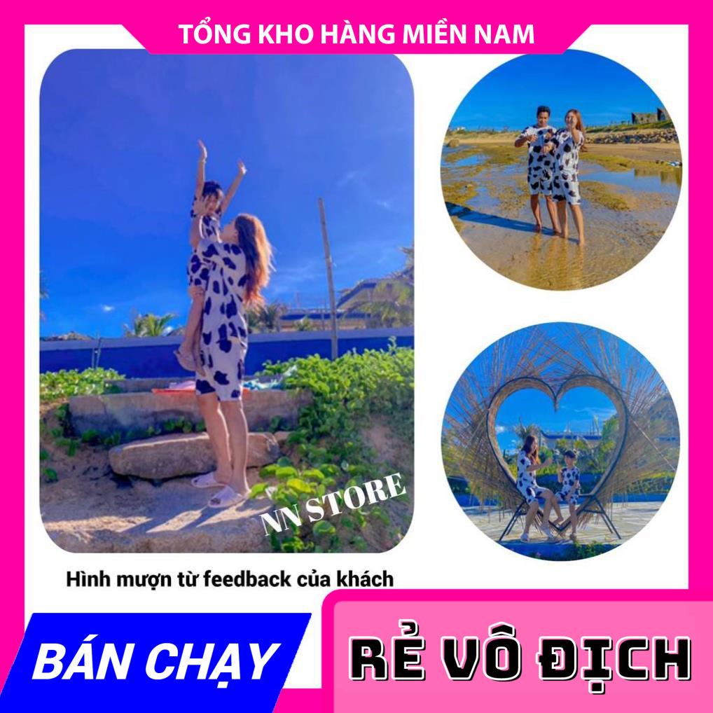 Đồ bộ bò sữa mặc nhà Vải thun mềm mịn mát co giãn tốt in họa tiết hoạt hình bò sữa dễ thương Đồ bộ cho bé