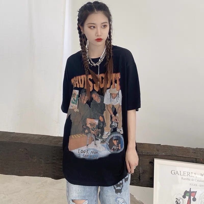 Áo Thun thái Tracissco - Áo Stweater Travisscott Loang In Họa Tiết Local Brand Cotton - Tay Dài.Rộng - Nam Nữ Unisex
