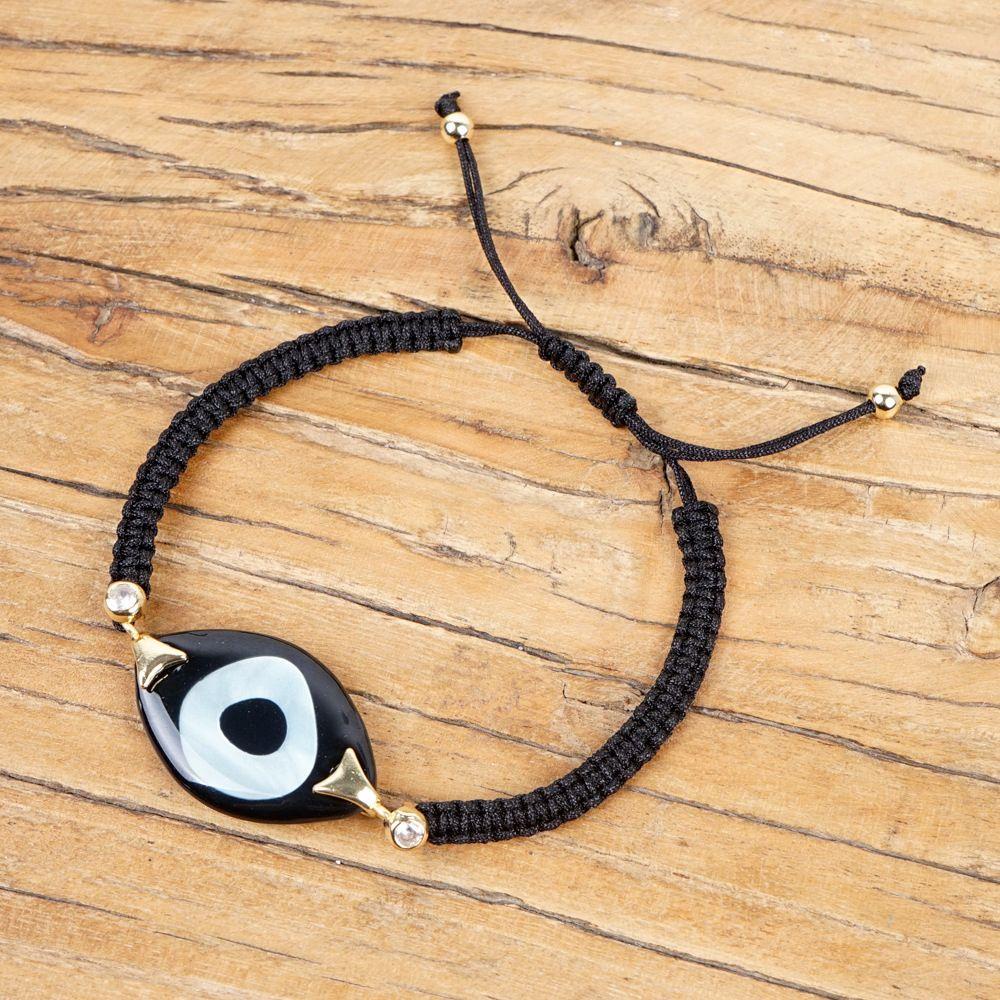 Vòng Tay Dây Bện Phối Mặt Acrylic Hình Mắt Quỷ Độc Đáo Phong Cách Bohemian Thời Trang Cho Nữ