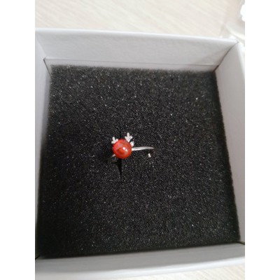 Nhẫn Nữ | Nhẫn Bạc Nữ mặt đá garnet hình sừng nai N8 Nhẫn Bạc Đơn Giản Cá Tính