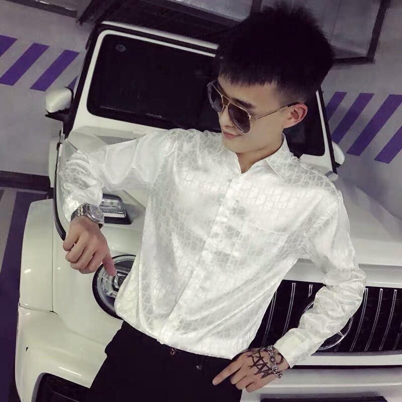 Sơ mi luạ dệt chữ nổi đì ô
