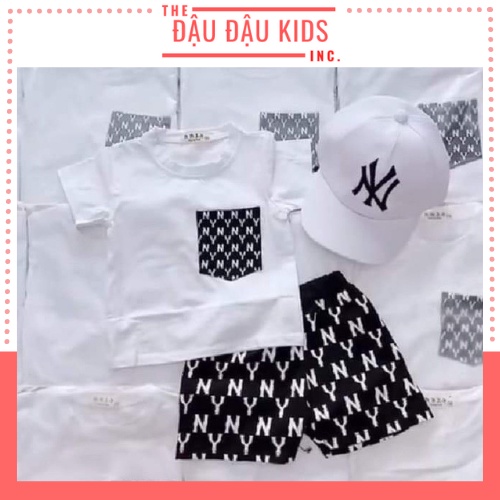 Quần áo bé trai cộc tay in mẫu N Y, trẻ em 1-5 tuổi chất cotton co giãn thoáng mát (Không kèm mũ)